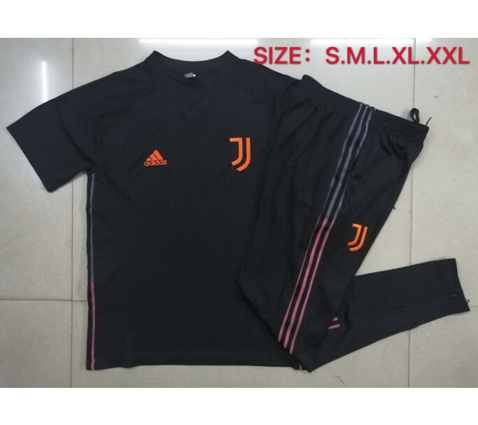 Juventus Black Short Training Kits Shirt with Pants 2020/21